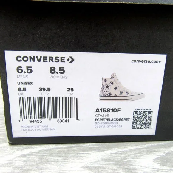 Converse Chuck Taylor All Star HI Paisley Sneakers Womens Size 8.5 NEW - Picture 13 of 16